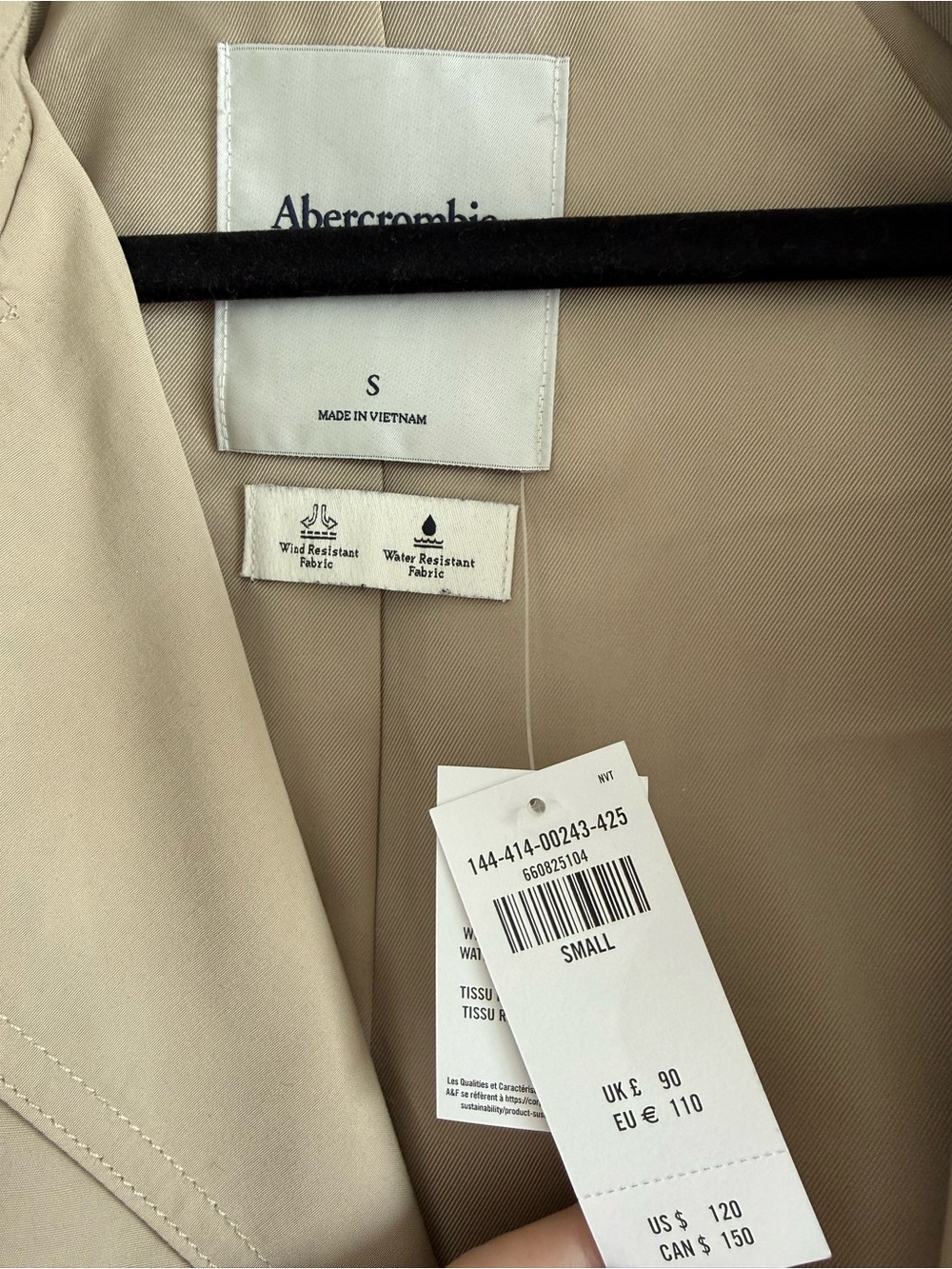Abercrombie & Fitch Short Beige Trench Jacket - Picture 2 of 4